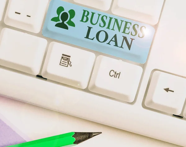 Text sign showing Business Loan. Conceptual photo Loans provided to small businesses for various purposes. — Stockfoto