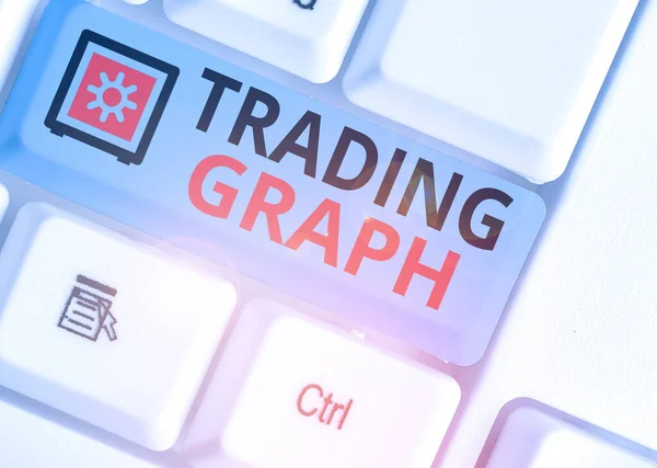 Håndskriftstekst Trading Graph. Betegnelse som representerer høydepunktene og lavnivåene i handelsperioden og prisen . – stockfoto