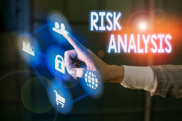 Schrijfbriefje met risicoanalyse. Bedrijfsfoto met overzicht van de risico 's in verband met een bepaalde gebeurtenis. — Stockfoto
