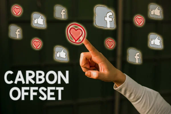 Konzeptionelle Handschrift, die Carbon Offset zeigt. Geschäftsfotos zur Reduzierung der Emissionen von Kohlendioxid oder anderen Gasen. — Stockfoto