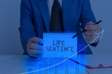 Word writing text Life Sentence. Business concept for the punishment of being put in prison for a very long time.