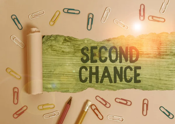 Texte manuscrit Second Chance. Concept signifiant occasion d'essayer quelque chose à nouveau après avoir échoué une fois . — Photo