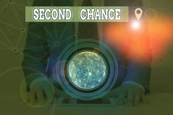 Handwriting text Second Chance. Concept meaning opportunity to try something again after failing one time Elements of this image furnished by NASA. — Stock fotografie
