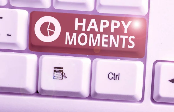 Word writing text Happy Moments. Business concept for Feelings of pleasure or satisfaction with their life. — Stock Photo, Image