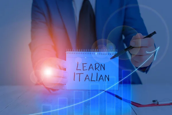 Word writing text Learn Italian. Business concept for gain or acquire knowledge of speaking and writing Italian.