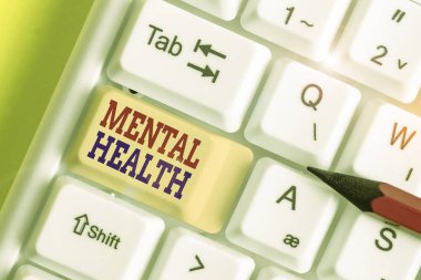 Akıl sağlığını gösteren kavramsal el yazısı. Bir gösterinin psikolojik refahını ya da durumunu gösteren iş fotoğrafı.