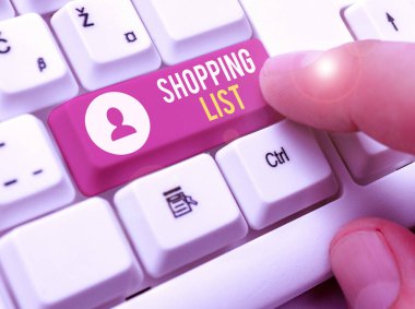 Metin yazma listesi. Değerlendirilecek öğelerin listesi veya yapılacak alımlar için iş konsepti.