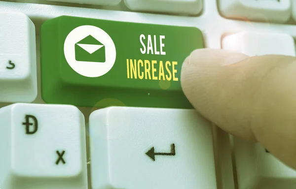 Sale Increase-t mutat. Fogalmi fotó összege egy cég származik eladások képest egy korábbi. — Stock Fotó