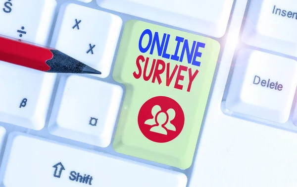 Handwriting text Online Survey. Concept meaning type of assessment that is conducted via the Internet.