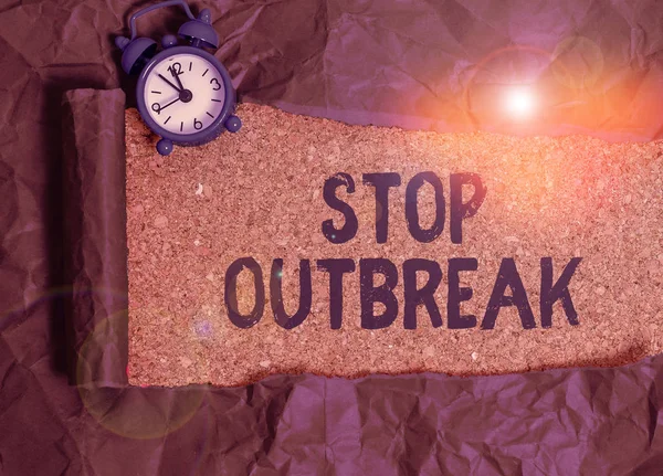 Manuscrito texto Stop Outbreak. Conceito significado prevenir incidente em que mostrando enfrentamento de uma doença semelhante . — Fotografia de Stock