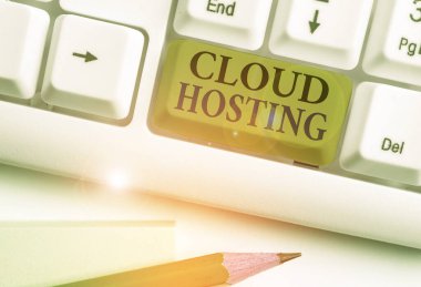 Kelime yazma metni Cloud Sunuculuğu. Tek sunucuda web siteleri sunmaya alternatif iş kavramı.