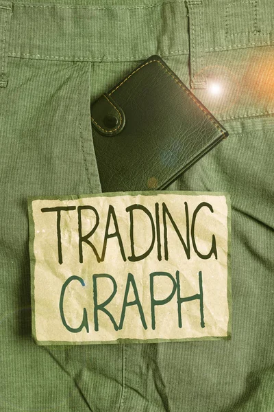 Kézírás szöveg írás Trading Graph. Koncepció jelentése Képviseli a magas és alacsony a kereskedési időszak és az ár Kis pénztárca belsejében férfi nadrág elülső zseb mellett jelölőlap. — Stock Fotó