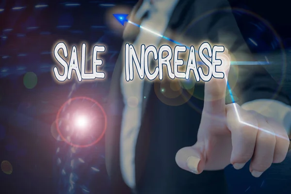 Sale Increase-t mutat. Fogalmi fotó összege egy cég származik eladások képest egy korábbi. — Stock Fotó