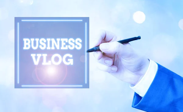 Business Vlog 'u gösteren kavramsal el yazısı. Şirket ile ilgili konularla ilgili bir video içeriği. — Stok fotoğraf