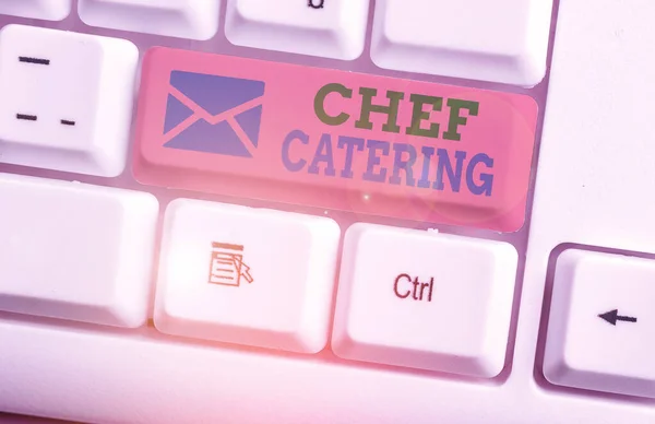 Ordskrivning text Chef Catering. Affärsidé för Tillhandahåller tjänster, mat och dryck för olika evenemang. — Stockfoto