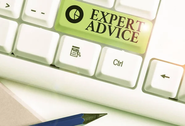 Text sign showing Expert Advice. Conceptual photo Opinion given by someone skilled at a particular job. — Stock Photo, Image
