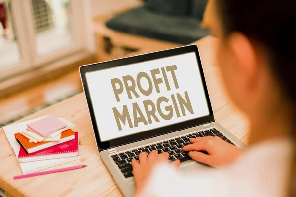 Text sign showing Profit Margin. Conceptual photo amount by which revenue from sales exceeds costs in a business.