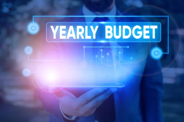 Texte indiquant le budget annuel. Photo conceptuelle Plan des dépenses d'une entreprise pour un exercice . — Photo