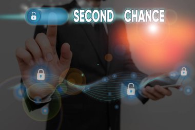 İkinci Şans 'ı gösteren kavramsal el yazısı. Bir kez başarısız olduktan sonra tekrar bir şey denemek için iş fotoğrafı gösterme fırsatı.