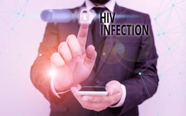 Handwriting text writing Hiv Infection. Concept meaning sexually transmitted infection and a chronic disease.
