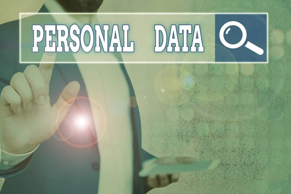 Word writing text Personal Data. Business concept for Information that relates to an identifiable individual.