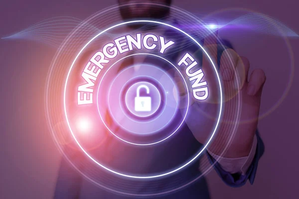 Señal de texto mostrando Fondo de Emergencia. Foto conceptual Dinero que se reserva para una situación de emergencia . — Foto de Stock