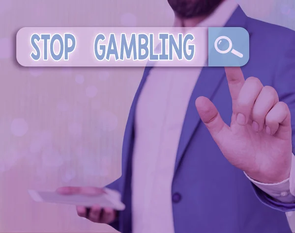 Escritura a mano conceptual que muestra Stop Gambling. Texto de la foto de negocios detener el impulso de jugar continuamente a pesar de los costos dañinos . — Foto de Stock