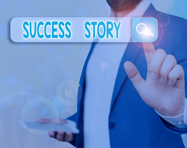 Conceptual hand writing showing Success Story. Business photo text someone or something that has attain a goal Successful demonstrating. — Φωτογραφία Αρχείου