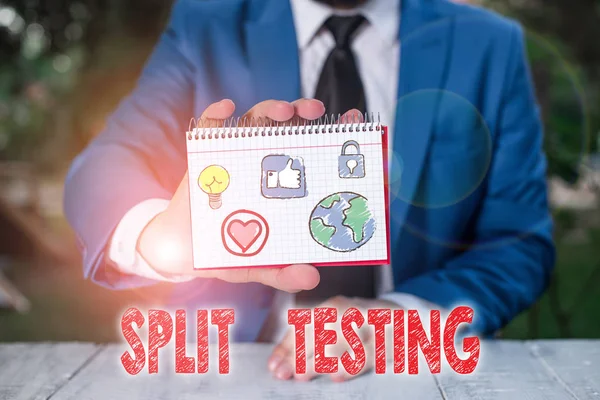 Word writing text Split Testing. Business concept for issuing the traffic of a website between two different URLs. — Stock Photo, Image