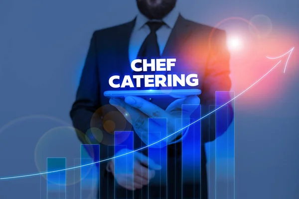 Texto escrito Chef Catering. Conceito de negócio para Fornece serviços, alimentos e bebidas para vários eventos . — Fotografia de Stock