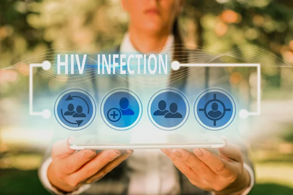 Sinal de texto mostrando infecção pelo Hiv. Foto conceitual infecção sexualmente transmissível e uma doença crônica . — Fotografia de Stock