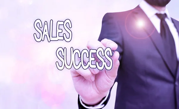 Handstilstext Försäljning Framgång. Begreppet kraft att avsluta fler affärer och öka marginalerna Göra mer försäljning. — Stockfoto