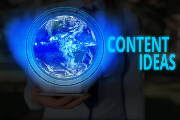Handschrift tekst schrijven Content Ideas. Concept betekent de geformuleerde gedachte of mening voor content campagne Elementen van dit beeld geleverd door Nasa. — Stockfoto