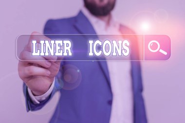 Writing note showing Liner Icons. Business photo showcasing use to improve visual interest and grab the user s is attention.
