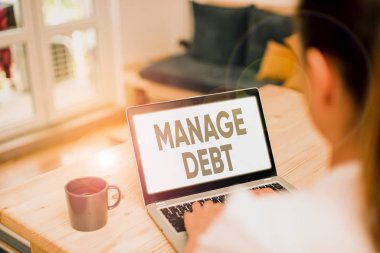 Writing note showing Manage Debt. Business photo showcasing unofficial agreement with unsecured creditors for repayment. clipart
