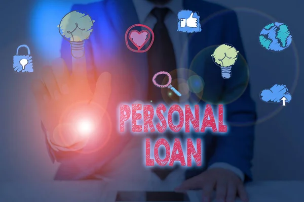 Text sign showing Personal Loan. Conceptual photo unsecured loan taken by individuals from a financial company.