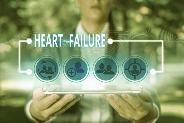 Signe texte montrant une insuffisance cardiaque. Photo conceptuelle l'incapacité grave du cœur à fonctionner correctement . — Photo