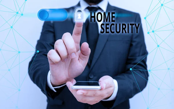 Handschriftliche Textschreiben Home Security. Konzept bedeutet ein System, das Ihr Zuhause vor unerwünschten Eindringlingen schützt. — Stockfoto