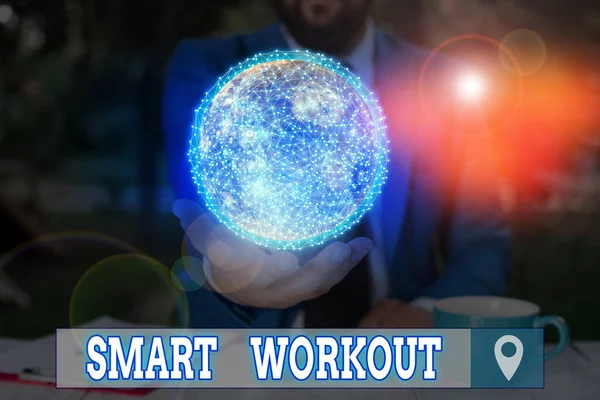 Word writing text Smart Workout. Business concept for set a goal that maps out exactly what need to do in being fit Elements of this image furnished by NASA. — Stockfoto