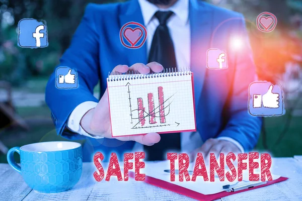 Konzeptionelle Handschrift, die Safe Transfer zeigt. Geschäftstexte elektronische Geldtransfers von einer Demonstration zur anderen. — Stockfoto