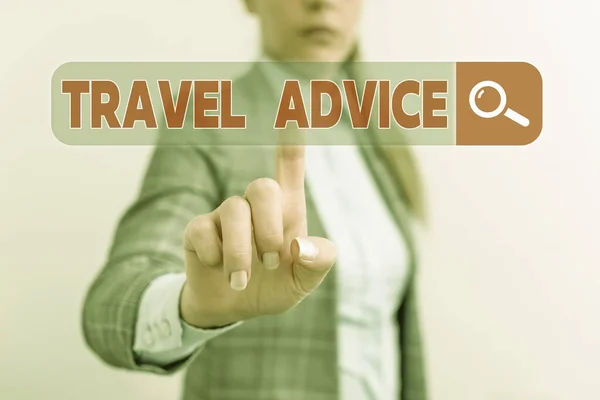 Word writing text Travel Advice. Business concept for Tips related to responsible travel in chosen destination. — 스톡 사진