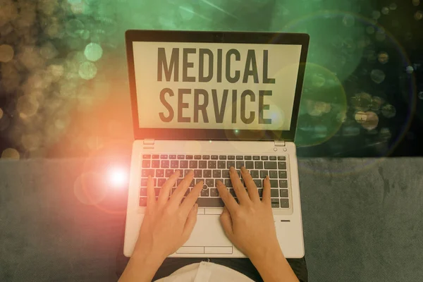 Ordskrivning text Medicinsk service. Affärsidé för behandling av sjukdomar och skador som kräver medicinsk respons. — Stockfoto