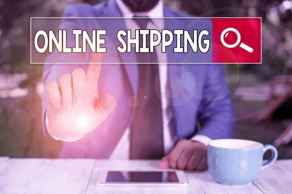 Writing note showing Online Shipping. Business photo showcasing the act or analysisner of delivering something through the net. — Zdjęcie stockowe