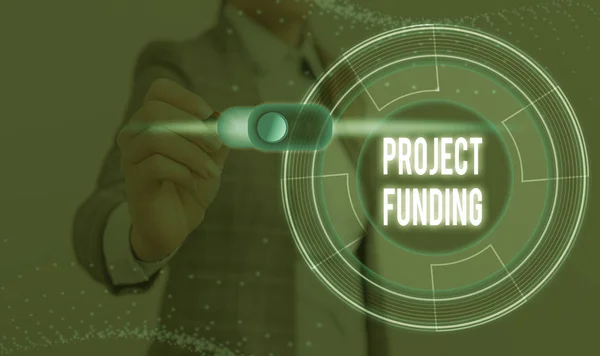 Conceptual hand writing showing Project Funding. Business photo text capital required to undertake a project or programme. — Stock Photo, Image