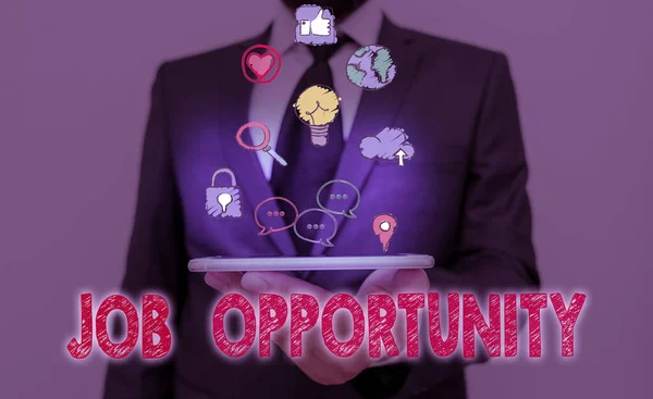 Escrita de mão conceitual mostrando Job Opportunity. Foto de negócios mostrando uma oportunidade de emprego ou a chance de conseguir um emprego . — Fotografia de Stock