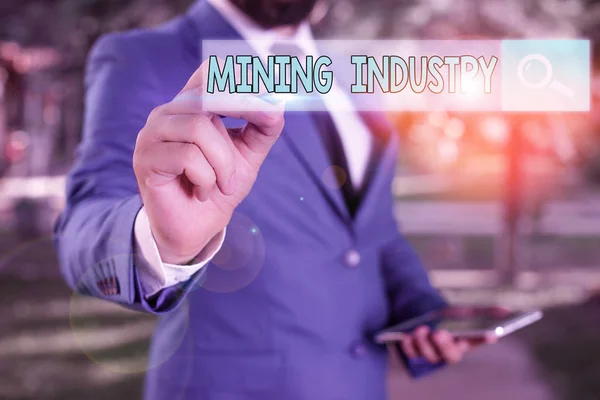 Word writing text Mining Industry. Business concept for extraction of precious minerals and geological materials.