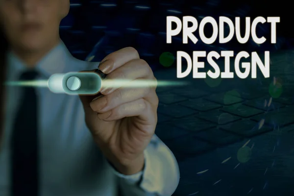 Escrita à mão de texto Design de produto. Conceito que significa processo de criação ou melhoria de um produto para as necessidades dos clientes . — Fotografia de Stock