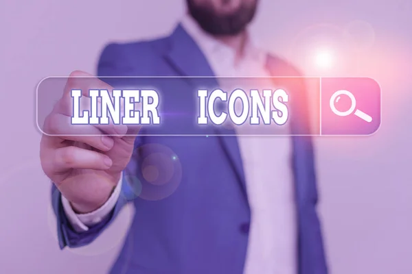 A liner ikonok felirata. Üzleti fotó bemutatása használat javítása vizuális érdeklődés és megragad a felhasználó s figyelmet. — Stock Fotó