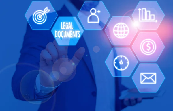 Word writing text Legal Documents. Business concept for a document concerning a legal matter Drawn up by a lawyer. — Stock Photo, Image