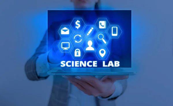 Word scrittura testo Science Lab. Concetto di business per impianti speciali dove vengono effettuati esperimenti e con attrezzature . — Foto Stock